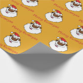 サンタのクリスマスのKwanzaaのアフリカ系アメリカ人の挨拶 ラッピングペーパー (角)