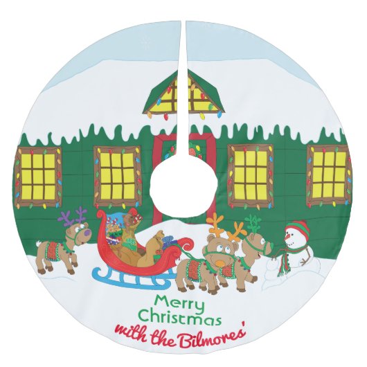 サンタのクリスマスイブ ブラッシュドポリエステルツリースカート (正面)