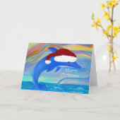 サンタのクリスマスイルカカード カード (黄色い花)