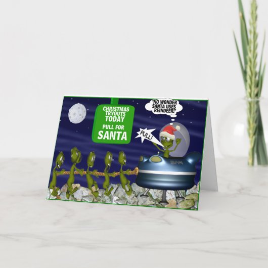 サンタのクリスマスカードのためのおもしろいな引き シーズンカード (正面)