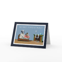 サンタのクリスマスカードのための子ネコおよび子犬の待ち時間