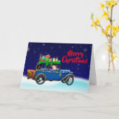 サンタのクリスマスカーホリデーグリーティングカード カード (黄色い花)