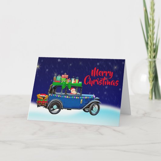 サンタのクリスマスカーホリデーグリーティングカード カード (正面)