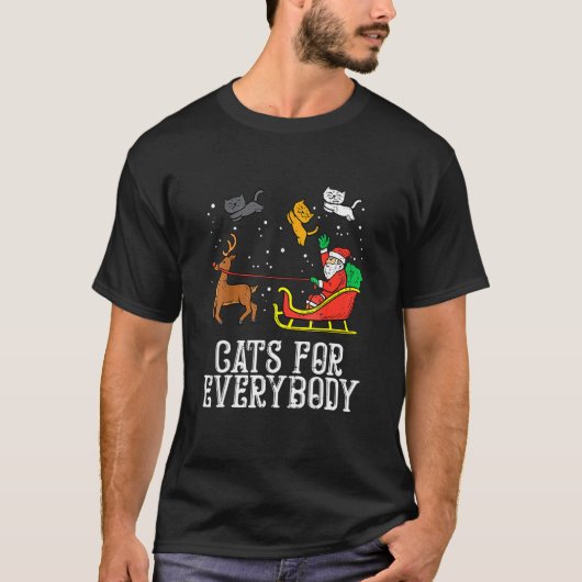 サンタのクリスマスキャット 女性向け Xmas Tシャツ (正面)