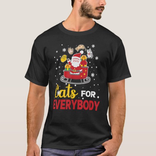 サンタのクリスマスキャット 女性用Xmas Tシャツ (正面)