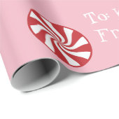 サンタのクリスマスキャンデーのピンクからのパーソナライズなギフト ラッピングペーパー (ロールコーナー)