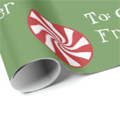 サンタのクリスマスキャンデーの緑からのパーソナライズなギフト ラッピングペーパー (ロールコーナー)