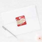 サンタのクリスマスギフトステッカーを覗く スクエアシール (封筒)