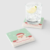サンタのクリスマスグリーティング ストーンコースター (横)