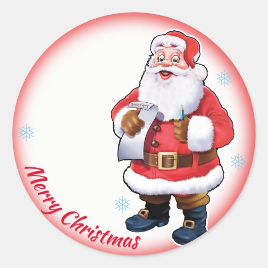 サンタのクリスマスシールのジョリーサンタ ラウンドシール (正面)