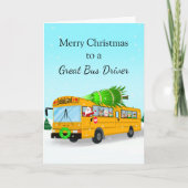 サンタのクリスマススクールバス運転手 カード (正面)