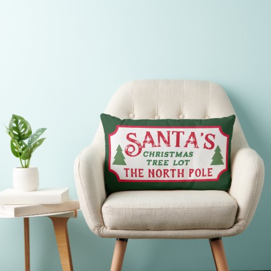 サンタのクリスマスツリーのロットサイン ランバークッション (椅子)