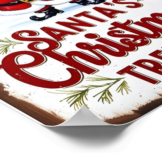 サンタのクリスマスツリーファームの素朴看板 ポスター (角)