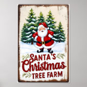 サンタのクリスマスツリーファームの素朴看板 ポスター (正面)