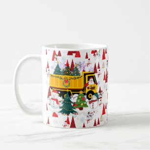 サンタのクリスマスツリー配送トラック コーヒーマグカップ
