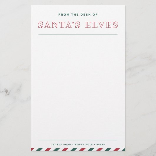 サンタのクリスマスデスクから空白の 便箋 (正面)