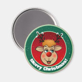 サンタのクリスマストナカイの漫画 マグネット (正面/裏面)