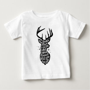 サンタのクリスマストナカイ,ブラック&ホワイト ベビーTシャツ