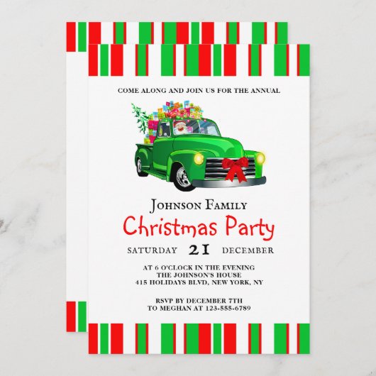 サンタのクリスマストラックパーティー 招待状 (正面/裏面)