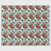 サンタのクリスマストレイン ヴィンテージ ラッピングペーパー (フラット)