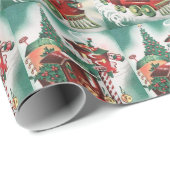 サンタのクリスマストレイン ヴィンテージ ラッピングペーパー (ロールコーナー)
