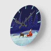 サンタのクリスマスナイトトリップ ラウンド壁時計 (傾斜)