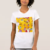 サンタのクリスマスパターン ギフトと星 Tシャツ (正面)
