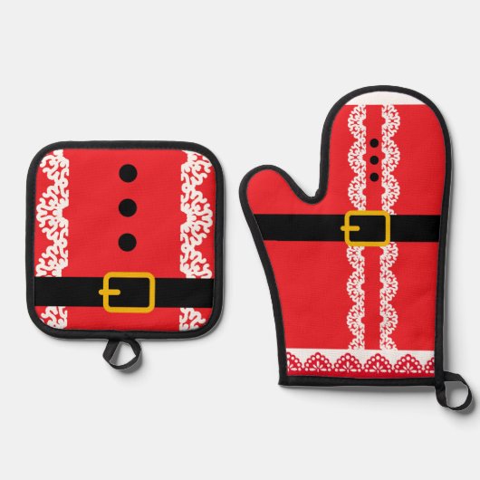 サンタのクリスマスパーソナルギフト 鍋つかみ&鍋敷きセット (正面)
