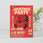 サンタのクリスマスパーティ ヴィンテージ レッド 招待状 (スタンド正面)