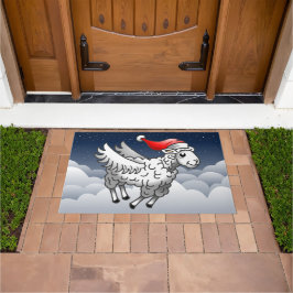 サンタのクリスマスヒツジ ドアマット