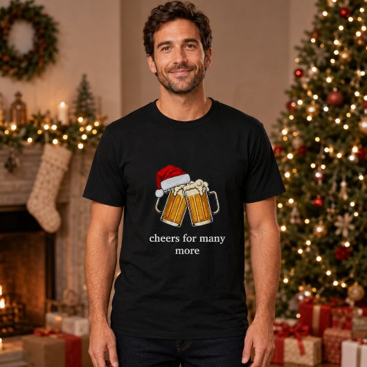 サンタのクリスマスビールで乾杯 Tシャツ