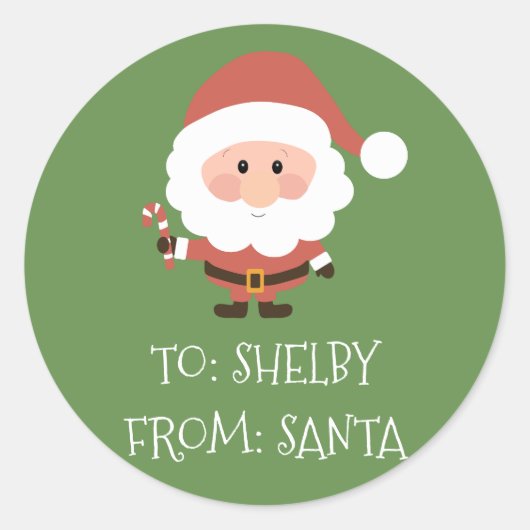 サンタのクリスマスプレゼントのステッカー ラウンドシール (正面)