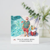 サンタのクリスマスプールパーティーの招待状 招待状 (スタンド正面)