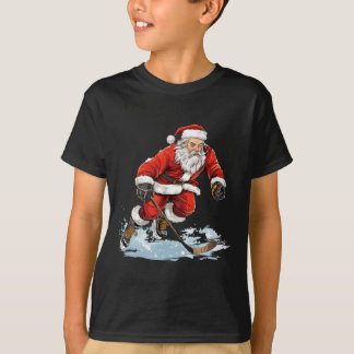 サンタのクリスマスホッケー Xmas+アイスホッケー Tシャツ