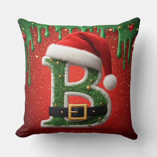サンタのクリスマスホリデーチャームの文字B 🎅 クッション (正面)