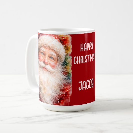 サンタのクリスマスポートレート コーヒーマグカップ (正面左)