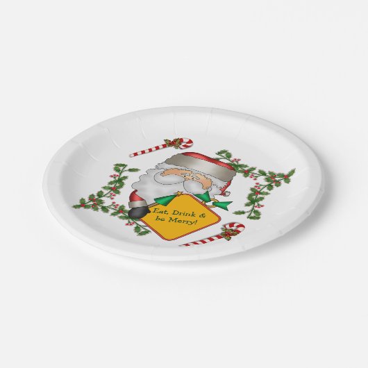 サンタのクリスマスメッセージ ペーパープレート (アングル)