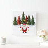 「サンタのクリスマスモーメユニークント:時インスパイアのA スクエア壁時計 (ホーム)