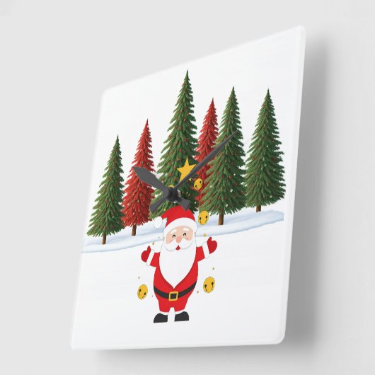 「サンタのクリスマスモーメユニークント:時インスパイアのA スクエア壁時計 (傾斜)