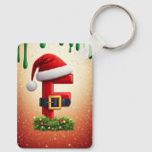 サンタのクリスマスリースのアクセントが付いたFの文字 🎅 キーホルダー (裏面)