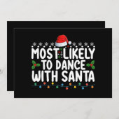 サンタのクリスマス休暇で踊りそうな 招待状 (正面/裏面)