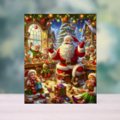 サンタのクリスマス工房の壁飾り おもちゃに囲まれて アクリルサイン (ニュートラル)
