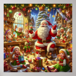 サンタのクリスマス工房の壁 ポスター