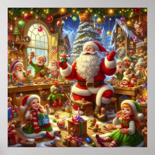 サンタのクリスマス工房の壁 ポスター (正面)