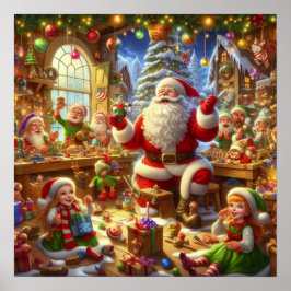 サンタのクリスマス工房の壁 ポスター