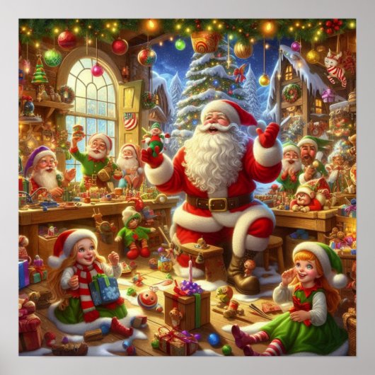 サンタのクリスマス工房の壁 ポスター (正面)