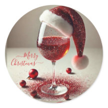 サンタのクリスマス柄のワイングラス