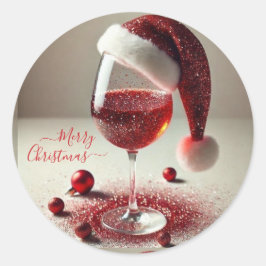 サンタのクリスマス柄のワイングラス ラウンドシール