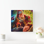 サンタのクリスマス スクエア壁時計 (ホーム)