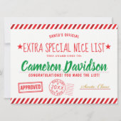 サンタのクリスマス·ナイス·リスト賞 招待状 (正面)